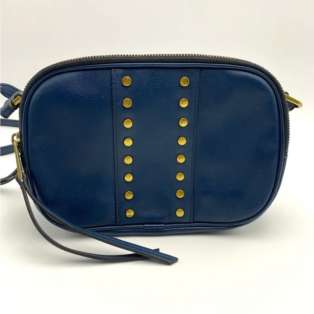 Fossil Maisie Navy Blue Camera Crossbody Bag Studded Faux Leather